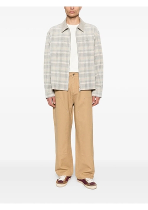 Represent plaid corduroy-collar overshirt - Grey