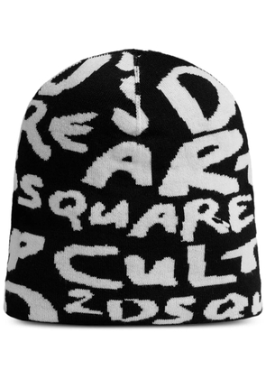 DSQUARED2 logo intarsia-knit wool beanie - Black