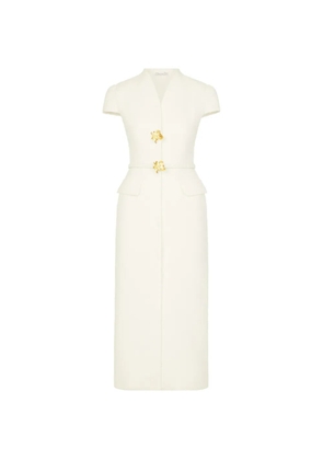 Oscar de la Renta cyclamen-detail midi dress - Neutrals