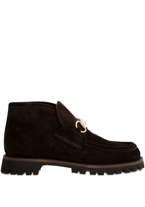 Gucci horsebit-detail suede ankle boots - Brown