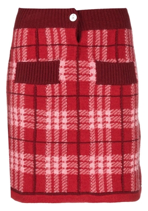 Barrie knitted check-print miniskirt - Red