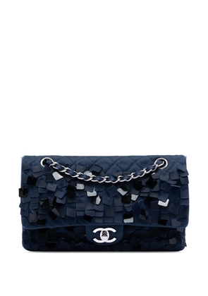 CHANEL Pre-Owned 2008-2009 Medium Classic Satin Paillette Embellished Double Flap shoulder bag - Blue