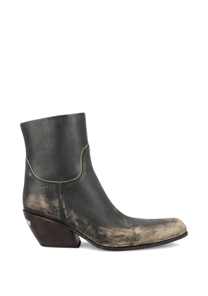 Balenciaga Memphis distressed calf-length cowboy boots - Black