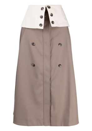 Rokh button-flap midi skirt - Brown
