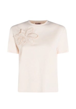 TWINSET floral appliqué T-shirt - Neutrals
