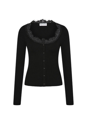 Rebecca Vallance Verity lace-detail ribbed cardigan - Black