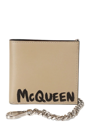 Alexander McQueen chain leather wallet - Neutrals