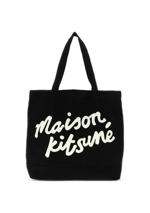 Maison Kitsuné logo-lettering tote bag - Black