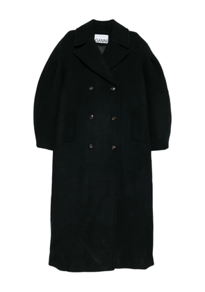 GANNI oversized long peacoat - Black
