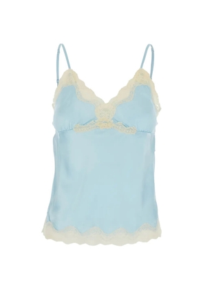 Gold Hawk lace V-neck sleeveless top - Blue