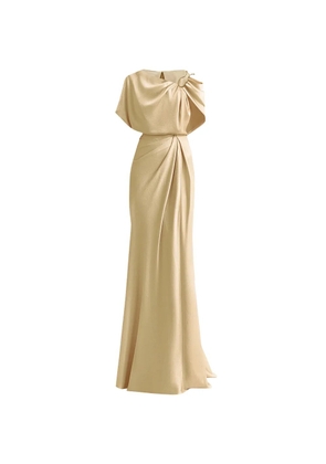 Gemy Maalouf gold-buckle asymmetrical draped maxi dress - Neutrals