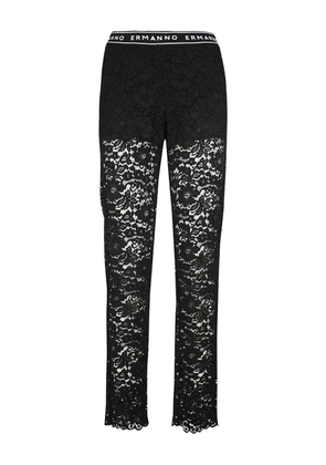 Ermanno Scervino elasticated-waistband lace trousers - Black