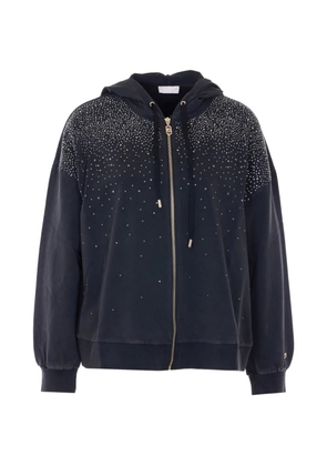 LIU JO rhinestone-embellished zip-up hoodie - Black