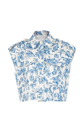 TWINSET floral-print cotton cropped vest - Blue