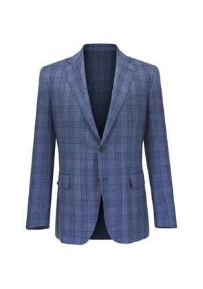 Canali plaid notched lapel blazer - Blue