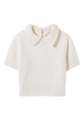 Claudie Pierlot pearl-embellished polo top - Neutrals