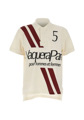 Vaquera logo-print embroidered polo shirt - Neutrals