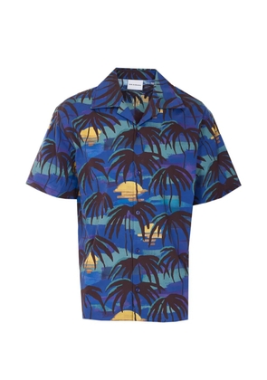 Drôle De Monsieur palm-tree short-sleeve shirt - Blue
