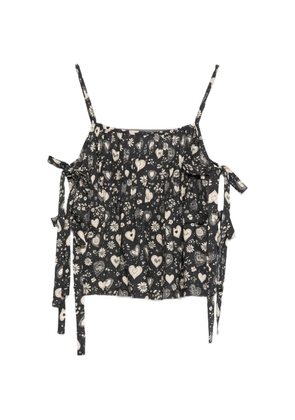 R13 floral-print top - Black
