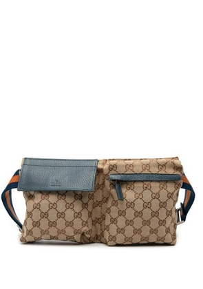 Gucci Pre-Owned 2000-2015 GG Canvas Web Double Pocket belt bag - Brown