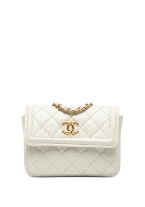 CHANEL Pre-Owned 2020 Mini CC Shiny Aged Calfskin Waist Bag belt bag - White