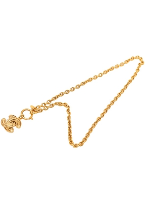 CHANEL Pre-Owned 1970-1980 Gold Plated CC Quilted Pendant Necklace costume necklace