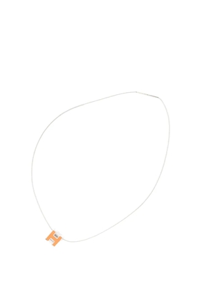 Hermès Pre-Owned 2010-2025 Stainless Steel Lacquered Cage dH Cube Pendant Necklace costume necklace - Orange