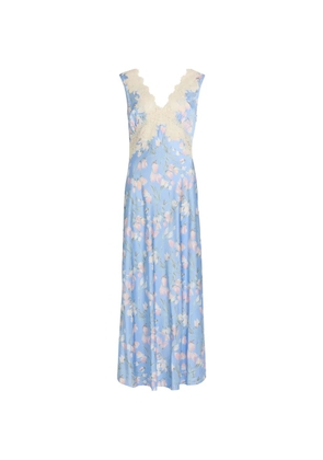 Rixo lace-detail floral midi dress - Blue