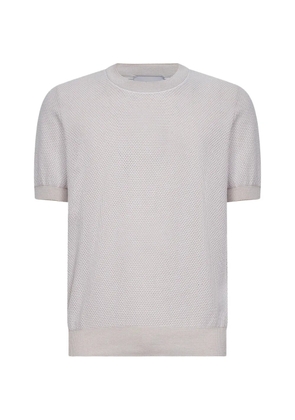 D4.0 striped-detail ribbed crew-neck T-shirt - Neutrals