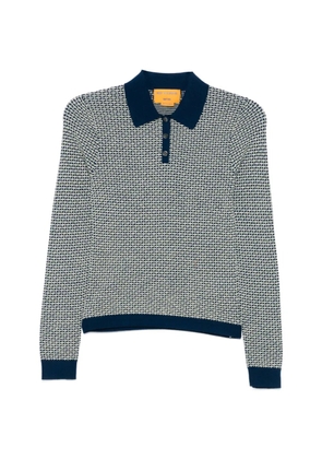 Guest In Residence Pique L/S waffle knit polo shirt - Blue