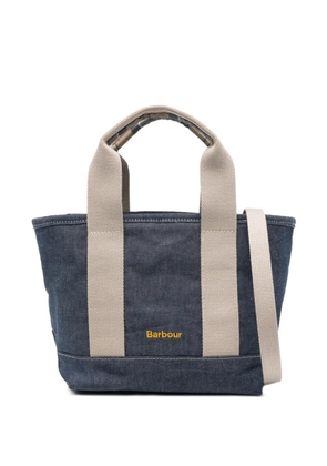 Barbour mini Mya tartan-detail denim tote bag - Blue