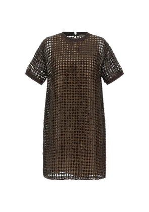 Brunello Cucinelli sequinned mesh dress - Brown