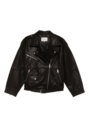 Gestuz belted leather jacket - Brown