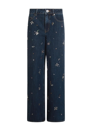 Self-Portrait crystal-embellished jeans - Blue