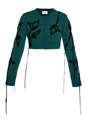 ERDEM floral-appliqué cardigan - Green