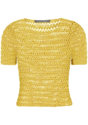 Alberta Ferretti open-knit T-shirt - Yellow