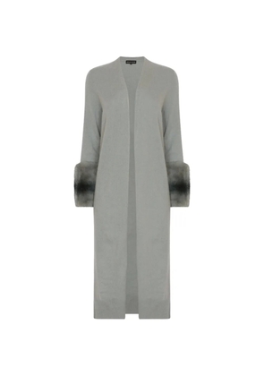 Izaak Azanei fur-cuff wool cardigan coat - Grey