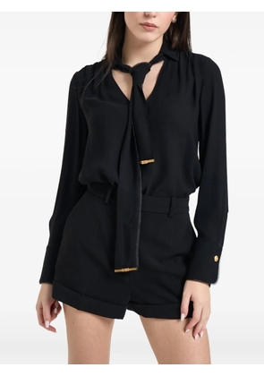 Elisabetta Franchi pussy-bow gold-tone button shirt - Black