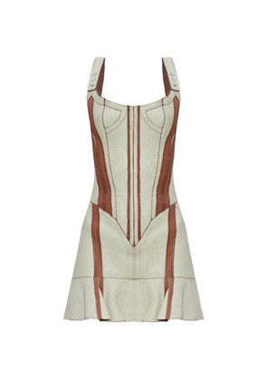 KNWLS Scallop striped mini dress - Neutrals