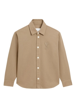 AMI Paris Ami De Coeur logo-patch buttoned shirt - Neutrals