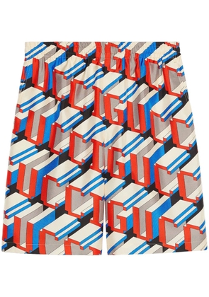 Gucci pixel-print silk shorts - Red