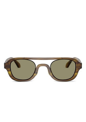 Giorgio Armani geometric-frame sunglasses - Brown