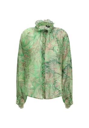 ETRO frill paisley shirt - Green