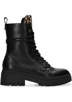MEXX leopard panel lace-up boots - Black