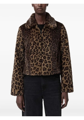 AllSaints Saye leopard-print collared jacket - Brown