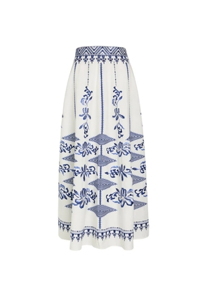 Emporio Sirenuse Camille embroidery midi skirt - White