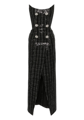 Balmain sequinned metallic tweed gown - Black