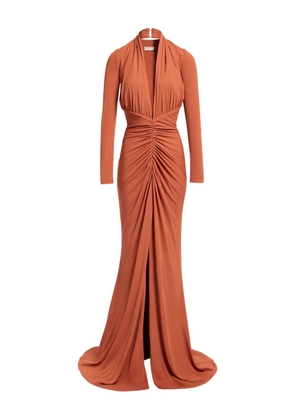 Elie Saab criss-cross long-sleeve maxi dress - Orange