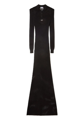 Off-White Netted maxi polo dress - Black
