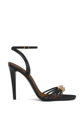 Giuseppe Zanotti Sunset Glow rhinestone brooch strappy leather sandals - Black